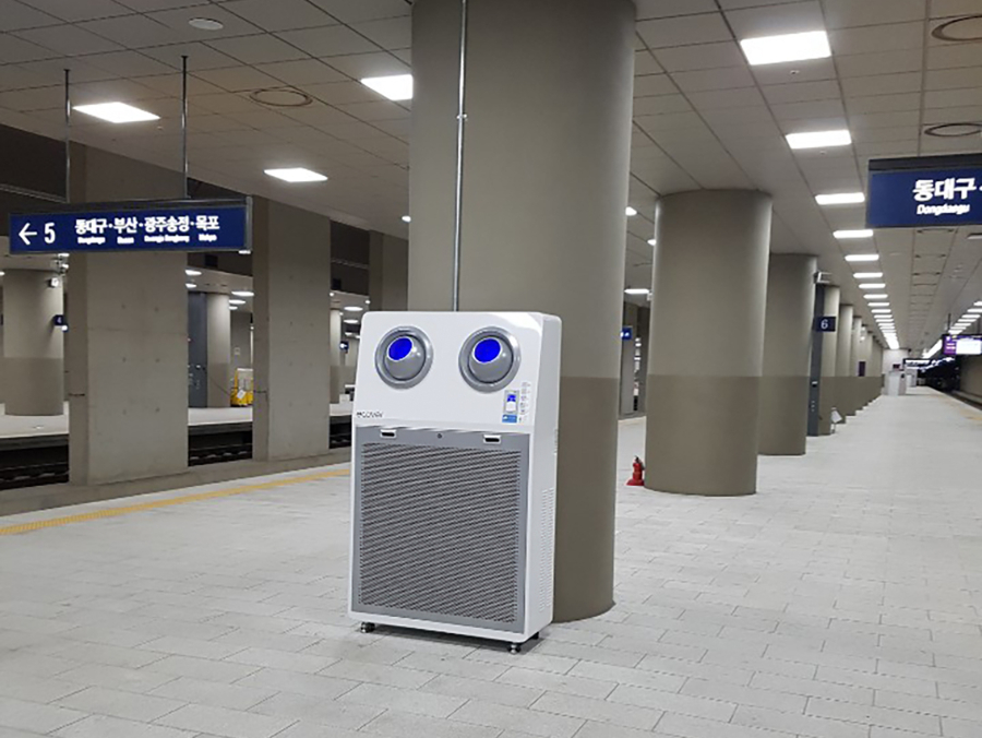 Ecover Large Capacity Air Purifier Q Series installed in underground station