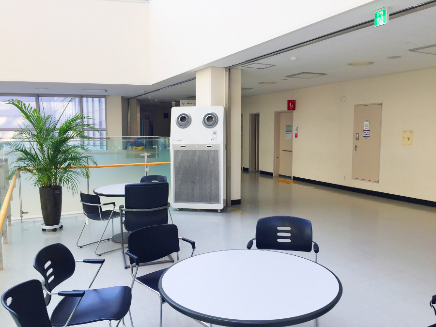 Ecover Large Capacity Air Purifier Q Series installed in office lobby